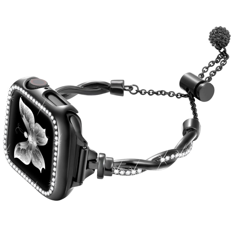 Twist Bracelet Diamond Metal Watch Band, For Apple Watch SE 2023 44mm, For Apple Watch SE 2023 40mm, For Apple Watch Ultra 2 49mm, For Apple Watch Series 9 45mm, For Apple Watch Series 9 41mm, For Apple Watch Ultra 49mm, For Apple Watch Series 8 41mm
