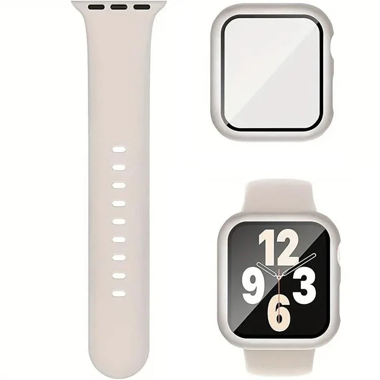 Pin Buckle Silicone Watch Band with Film Integrated PC Case, For Apple Watch Series 44mm, For Apple Watch Series 40mm, For Apple Watch Series 10 / 11 46mm, For Apple Watch Series 10 / 11 42mm, For Apple Watch Ultra 3 / 2 / 1 49mm