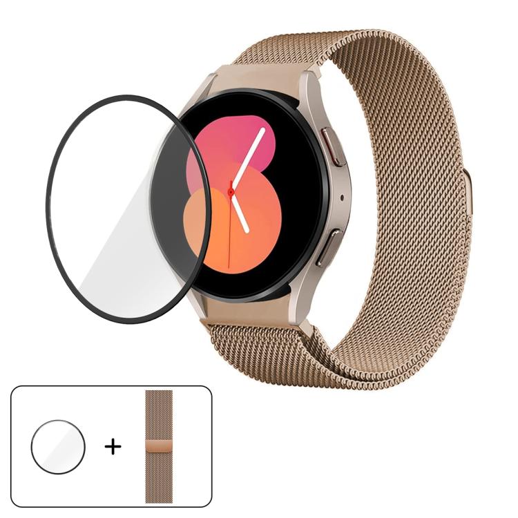 Milanese Magnetic Stainless Steel Watch Band with 3D Curved Film, For Samsung Galaxy Watch FE 40mm, For Samsung Galaxy Watch7 44mm, For Samsung Galaxy Watch7 40mm, For Samsung Galaxy Watch6 Classic 47mm, For Samsung Galaxy Watch6 44mm