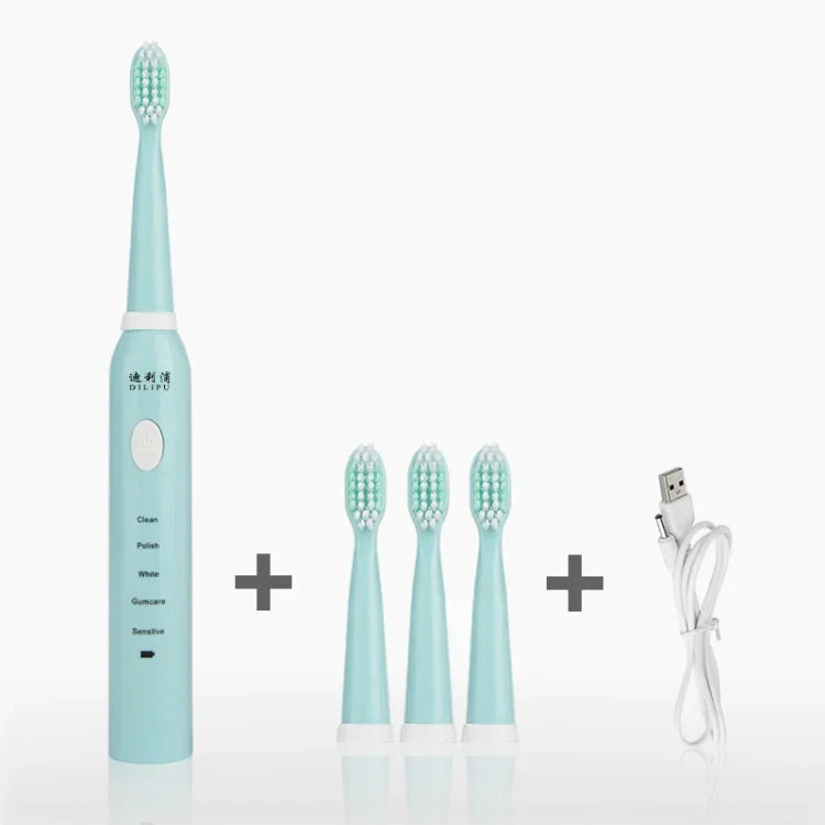DELIPU Electric Toothbrush Rechargeable Sonic 5-Speed Adjustment Children Adult Household Waterproof Soft Hair Whitening Toothbrush, USB Charging Cable (Blue), USB Charging Cable (White), USB Charging Stand (Blue), USB Charging Stand(Pink)