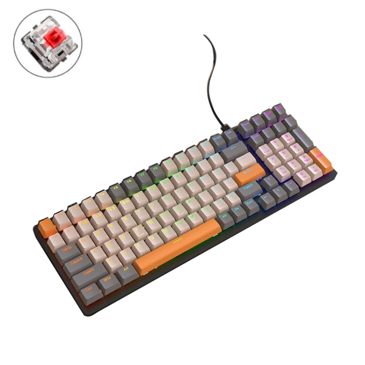 ZIYOU LANG K3 100 Keys Game Glowing Wired Mechanical Keyboard, Cable Length: 1.5m, Style:, K3 Micro Light Hot Plug Version Red Axis, K3 Water Green Hot Plug Version Green Axis, K3 Micro Light Version Green Axis, K3 Micro Light Version Red Axis