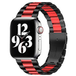 For Apple Watch Series 10 42mm / 9&8&7 41mm / SE 3&SE 2&6&SE&5&4 40mm / 3&2&1 38mm Fold Buckle 3 Beads Stainless Steel Watch Band