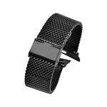 Milanese watch band for Apple Watch in black, made from 304 stainless steel with easy adjustable length.