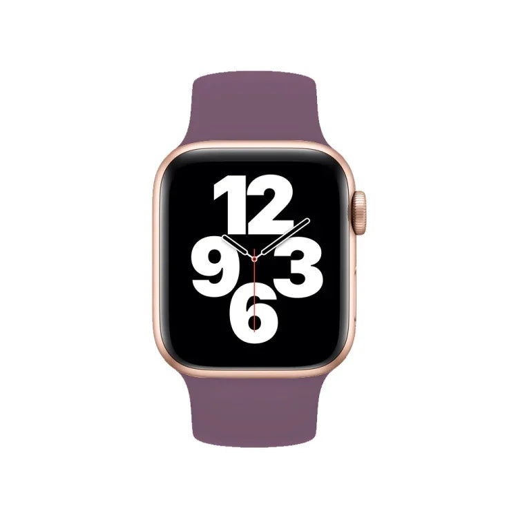 For Apple Watch Series 10 42mm / 9&8&7 41mm / SE 3&SE 2&6&SE&5&4 40mm / 3&2&1 38mm Solid Color Elastic Silicone Watch Band, Size:M 143mm