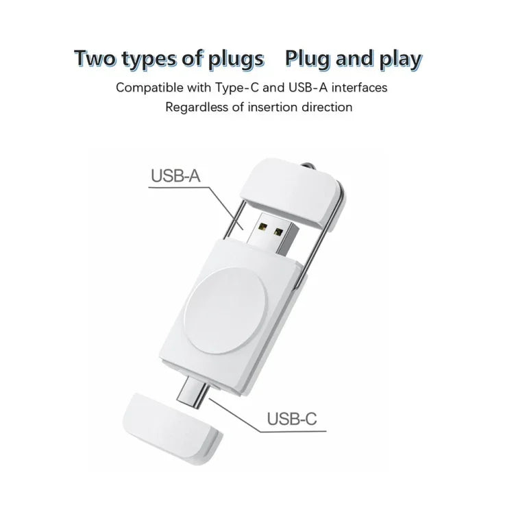 U8S USB / Type-C Magnetic Wireless Charger Fast Charger for Samsung Watch 3 / 4, 4 Classic, Active 1 / 2