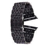 22mm Men Hidden Butterfly Buckle 7 Beads Stainless Steel Watch Band For Apple Watch 38mm, 22mm Men