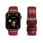 Denior Crocodile Grain Watch Cowhide Leather Watch Band for Apple Watch Ultra 49mm&Watch Ultra 2 49mm / Series 10 46mm / 9&8&7 45mm / SE 3&SE 2&6&SE&5&4 44mm / 3&2&1 42mm
