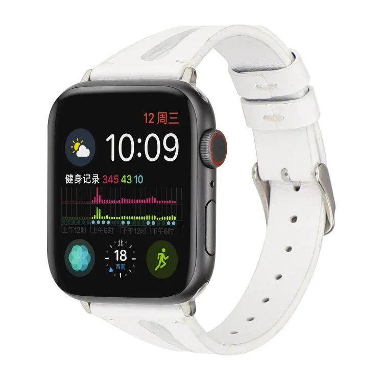 Simple V-shaped Leather Watch Band for Apple Watch Series 7 41mm / 6 & SE & 5 & 4 40mm / 3 & 2 & 1 38mm