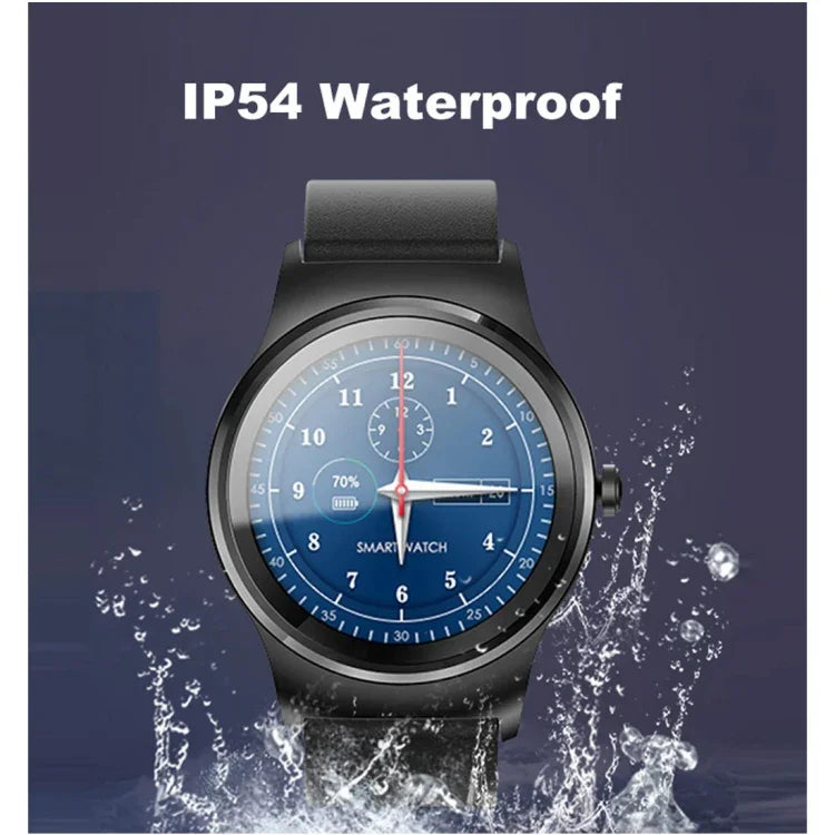 SMA-Round 1.28 inch Color Touch Screen Bluetooth Smart Watch, Waterproof, Support Voice Control / Heart Rate Monitor / Sleep Monitor / Bluetooth Camera, Compatible with Android and iOS System, SMA-Round/Orange Leather Strap, SMA-Round/Silver Leather St...