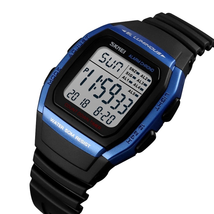SKMEI 1278 Fashionable Outdoor 50m Waterproof Digital Watch Student Sports Wrist Watch Support 5 Group Alarm Clocks