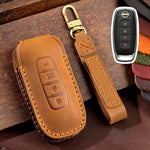 For Nissan Teana / Ariya 4-button Horn Hallmo Car Cowhide Leather Key Protective Cover Key Case, 4-button Horn