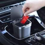 Car Center Armrest Storage Box Push-type Trash Can with Lid