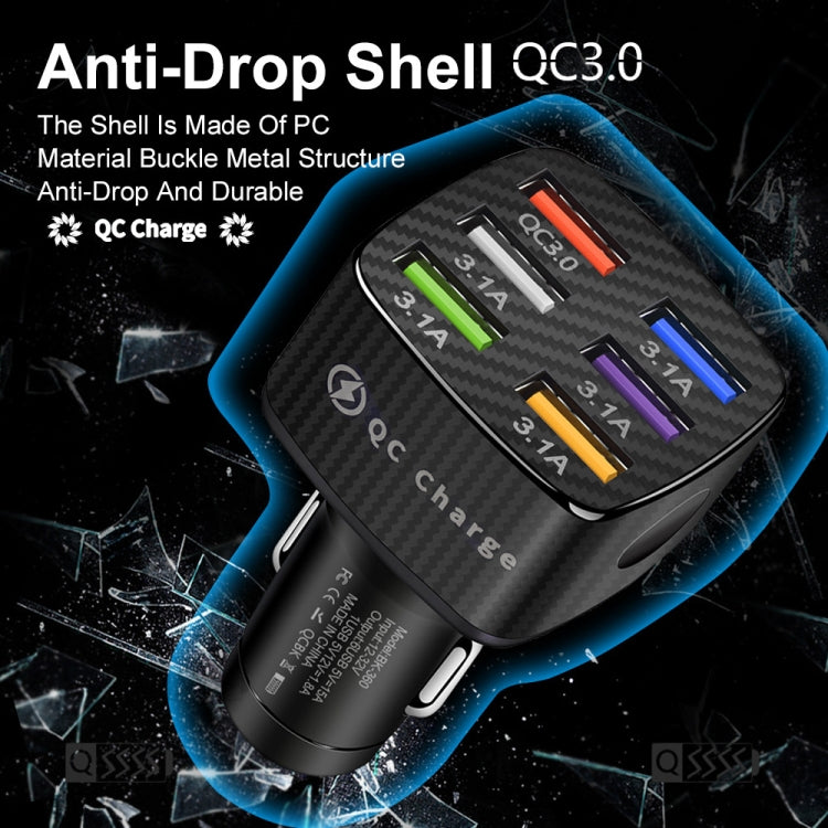 BK-360 6 in 1 QC3.0+3.1A USB luminescent Car Charger, BK-360