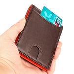 9606 Cowhide Leather Anti-magnetic RFID Multiple Card Slots Wallet for Men, with Zipper Bag, 9606 Black, 9606 Coffee