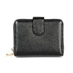 KB192 Buckle Zipper Cowhide Leather Organ Shape Multiple Card Slots Anti-magnetic RFID Wallet Clutch Bag for Men, KB192 Black