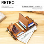 LT3539 Cowhide Leather Zipper Buckle Anti-magnetic RFID Wallet Clutch Bag for Men, with Card Slots & Shoulder Strap, LT3539 Yellowish-brown, LT3539 Shoulder Strap Blue, LT3539 Strap Red