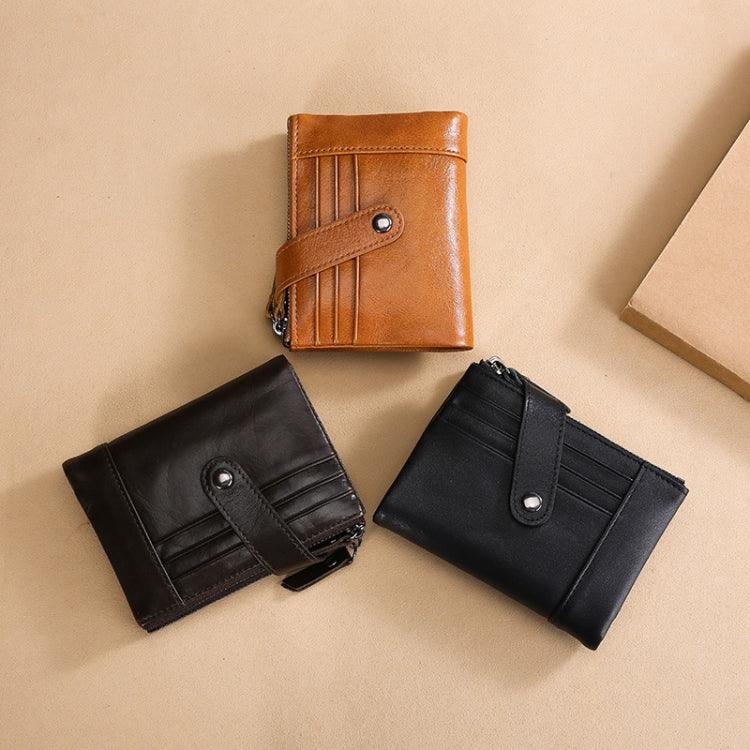 TP-196 Multi-functional Retro Cowhide Leather Multiple Card Slots Dual zipper RFID Wallet