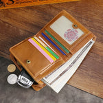 TP-195 Oilskin Leather Multi-functional Change Purse RFID Leather Wallet
