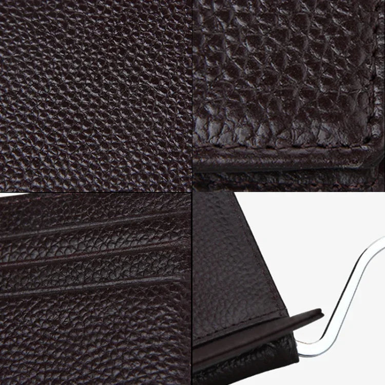 Cowhide Leather Litchi Texture Card Holder Wallet RFID Blocking Coin Purse Card Bag Protect Case with 6 Card Slots, Size: 110*82*8mm
