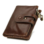 Genuine Cowhide Leather Crazy Horse Texture Zipper 3-folding Card Holder Wallet RFID Blocking Coin Purse Card Bag Protect Case for Men, Size: 12*9.5*3.5cm