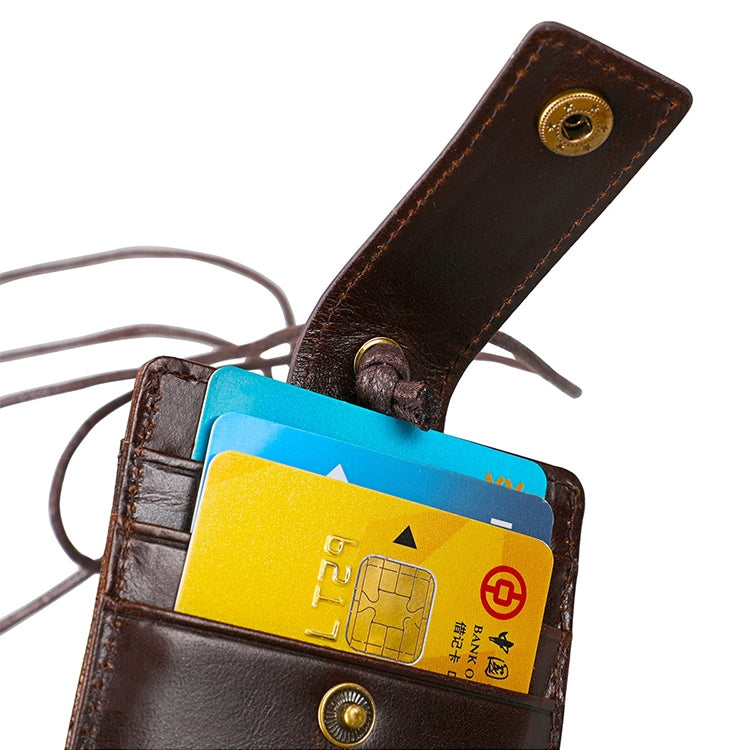 KB153 Antimagnetic RFID Leather Card Holder ID Card Badge with Lanyard