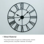 45cm Retro Living Room Iron Round Roman Numeral Mute Decorative Wall Clock, 45cm
