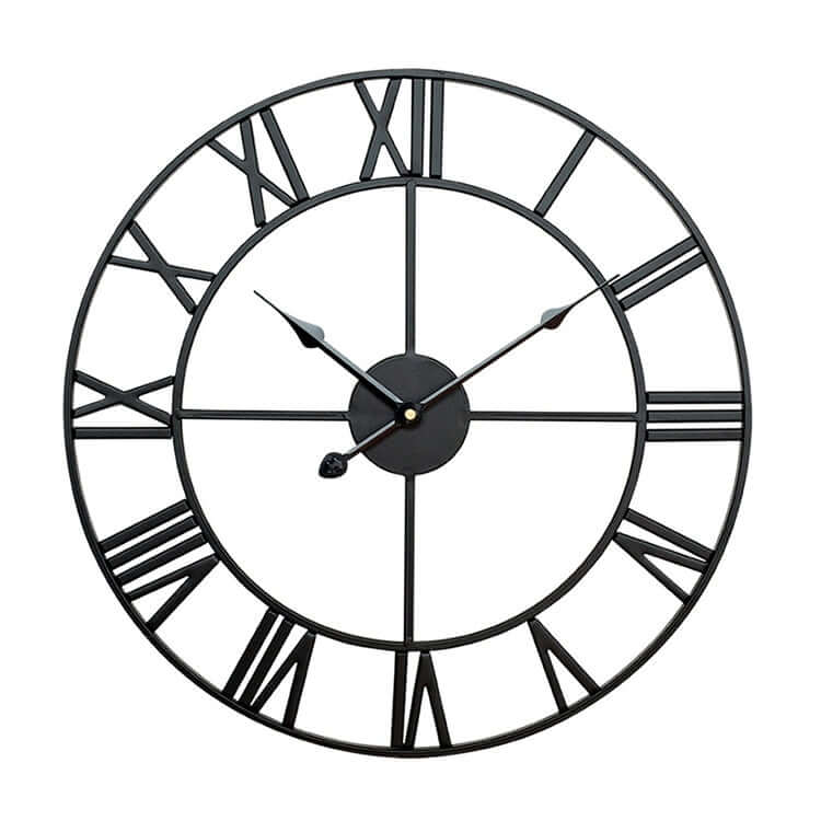 60cm Retro Living Room Iron Round Roman Numeral Mute Decorative Wall Clock (White), 50cm