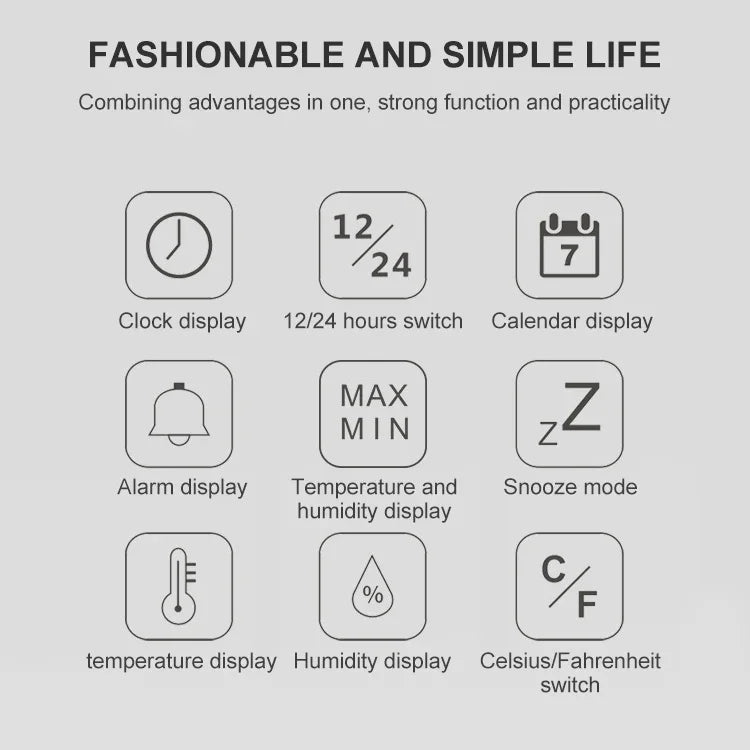 TS-8608 Multifunction Large Screen Clock Household Creative Thermometer Hygrometer, TS-8608