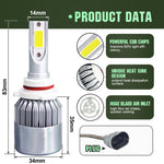 2 PCS C9 9006 18W 1800LM 6000K Waterproof IP68 Car Auto LED Headlight with 2 COB LED Lamps, DC 9-36V, 9006