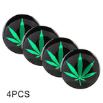 4 PCS Car-Styling Green Leaves Pattern Metal Wheel Hub Decorative Sticker, Diameter: 5.8cm, Green Leaves