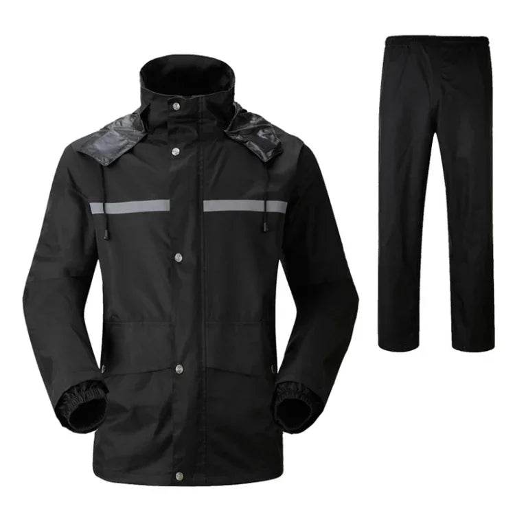 Durable Reflective Motorcycle Split Raincoat Pants Riding Bicycle Electric Bike Windproof Waterproof Rain Wear for Adult, Size: M(Black), Size: M