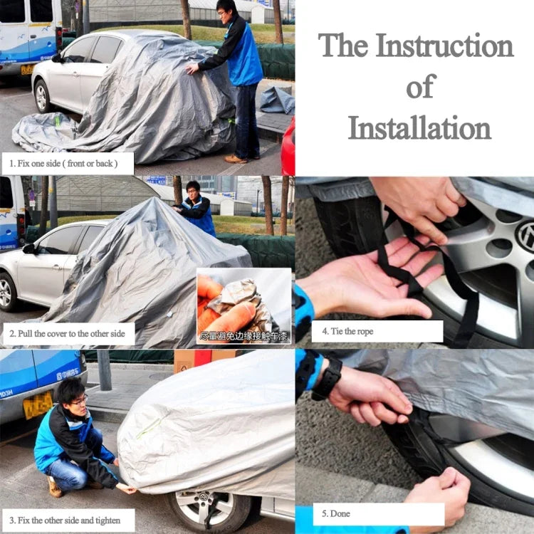 PVC Anti-Dust Sunproof Hatchback Car Cover with Warning Strips, Fits Cars up to 4.4m 172 inch Length, 172inch (L)