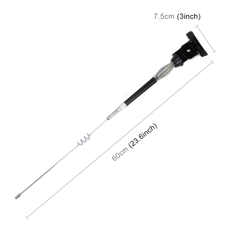 PS-512 Universal Car Decoration Extensile Aerial Glass-mount Cellular Antenna, Length: 60cm Black silver