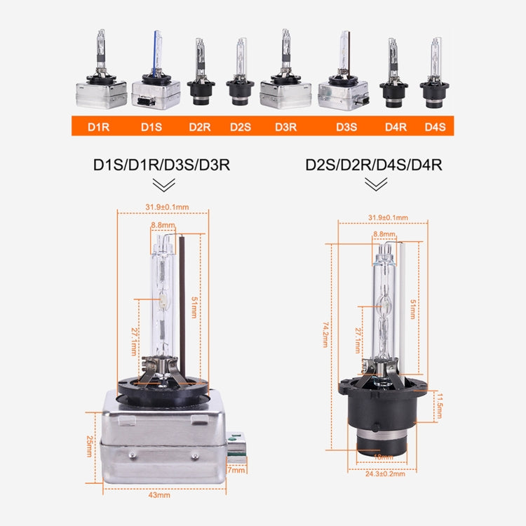 2 PCS D2R 35W 3800 LM 6000K HID Bulbs Xenon Lights Lamps, DC 12V, D2R