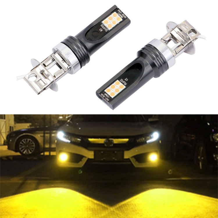 2 PCS H3 DC12V-24V / 12W / 3000K / 800LM 12LEDs SMD-3030 Car LED Fog Light, H3