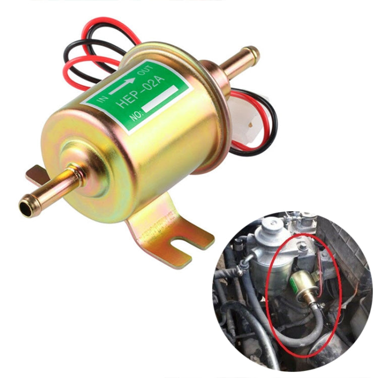 HEP-02A Universal Car 12V Fuel Pump Inline Low Pressure Electric Fuel Pump, 12V (Gold), 12V (Silver)