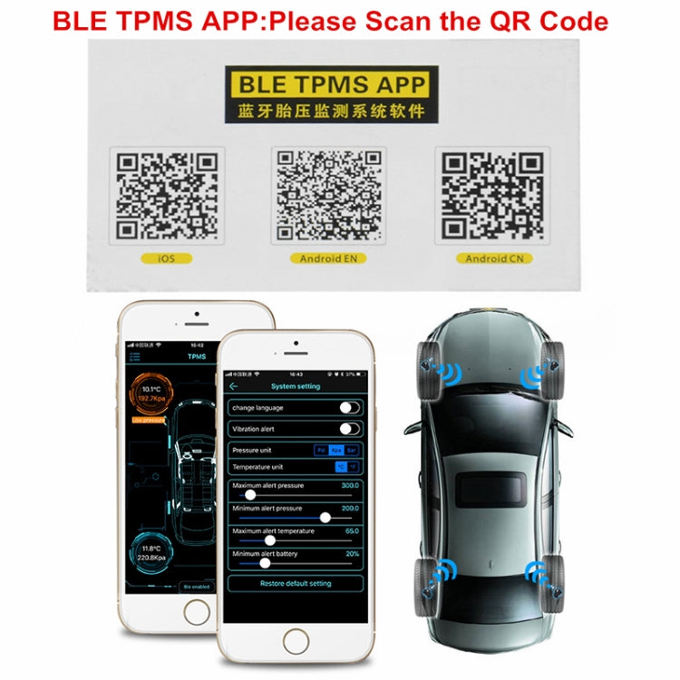 Bluetooth 4.0 TPMS Car External Tire Pressure Monitoring  Pressure Detection System, Car External Tire Pressure Detection System