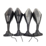 Motorcycle Modified Rear View Mirror Set with Light for Kawasaki, MB-MR021-BK, Carbon Fiber Black