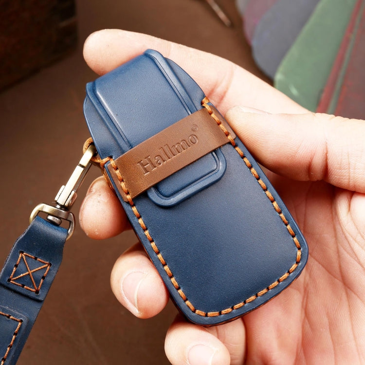 Hallmo Car Cowhide Leather Key Protective Cover Key Case for Audi A6L / A8L / A4 / A7 / A5 B Style, For Audi A6L B Style