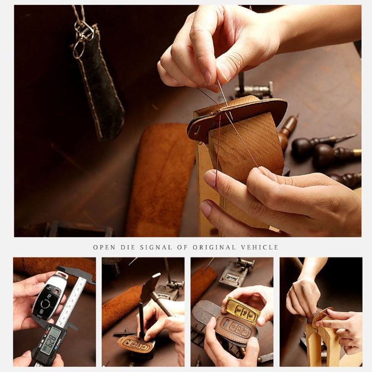 Hallmo Car Cowhide Leather Key Protective Cover Key Case for Audi A6L / A8L / A4 / A7 / A5 C Style, For Audi A6L C Style