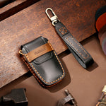 Hallmo Car Cowhide Leather Key Protective Cover Key Case for Toyota Corolla 2017 3-button, For Toyota Corolla 2017 3-button