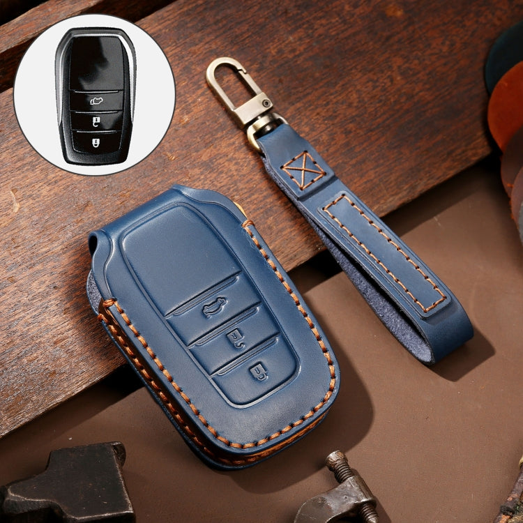 Hallmo Car Cowhide Leather Key Protective Cover Key Case for Toyota Corolla 2017 3-button, For Toyota Corolla 2017 3-button