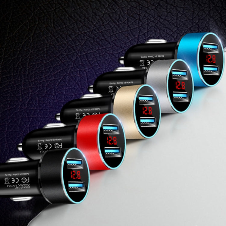 JMG-C016A 5V 3.1A Car Dual USB Charger with LED Display, JMG-C016A (Silver), JMG-C016A (Black), JMG-C016A (Gold), JMG-C016A (Blue), JMG-C016A (Red)