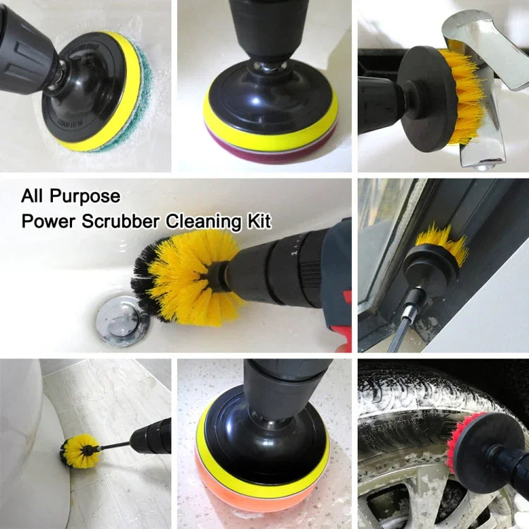 12 in 1 4 inch Sponge Scouring Pad Floor Wall Window Glass Cleaning Descaling Electric Drill Brush Head Set, 12 in 1