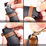 Hallmo Car Cowhide Leather Key Protective Cover Key Case for Hyundai Rohens Genesis 8-button, For Rohens Genesis