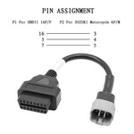 Motorcycle OBD 16PIN Female to 6PIN Connector Cable for Suzuki, For Suzuki