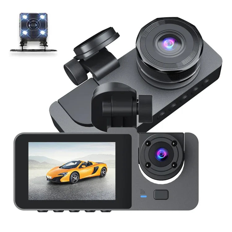 A2 Triple Lens Car Dash Camera Driving Recorder, A2 (Black)