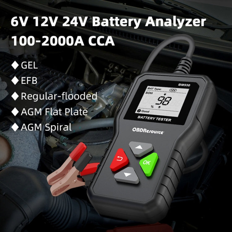 BM550 6V / 12V / 24V 3 in 1 Battery Tester Analyzer Battery Life Detector, BM550