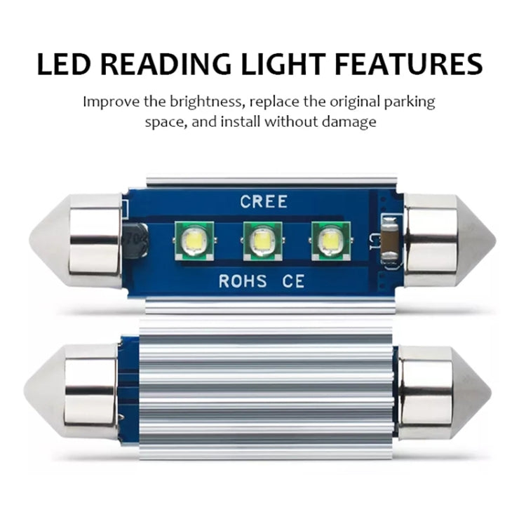 2pcs 41mm IC12V /  2.76W / 0.23A / 300LM 3LEDs SMD Car Reading Lamp Dome Light, 41mm