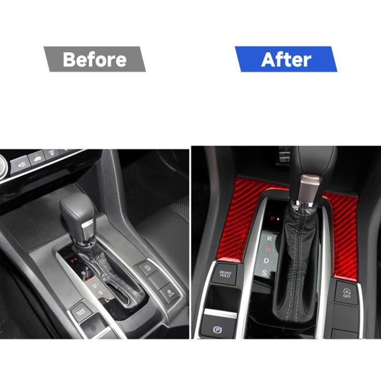 Car Carbon Fiber Gear Decorative Sticker for Honda Tenth Generation Civic 2016-2019, Left and Right Drive Universal, Gear